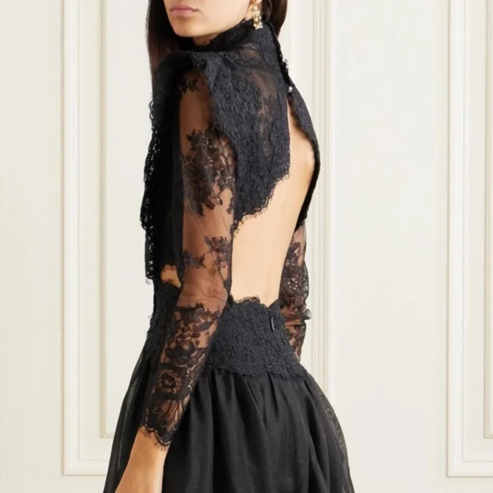 NWOT Authentic ZIMMERMANN Sensory lace linen and silk midi dress Size 1 Black - Picture 4 of 16